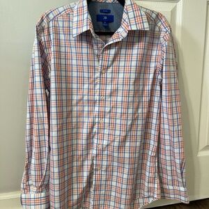 Blue and Orange Plaid Dress Shirt